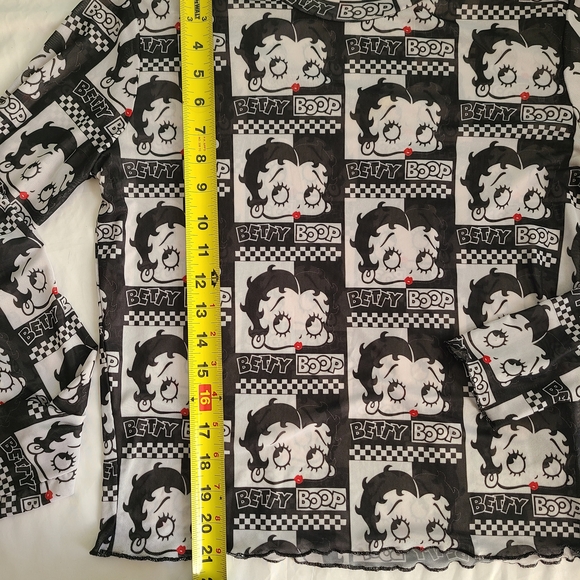 Dolls Kill Betty Boop Checkered Long Sleeve Tee - Black and White - Picture 4 of 7